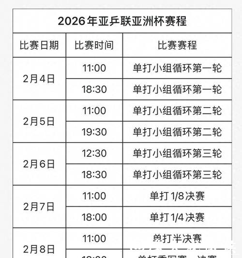 2026年乒乓球世界杯全程高清直播指南 2026年乒乓球世界杯全程高清直播指南